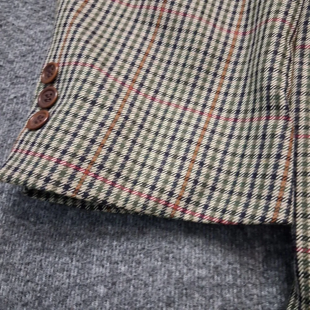 Brooks Brothers Mens 46 Long Pure Wool Glen Plaid Sport Coat Blazer‎ Multi Color